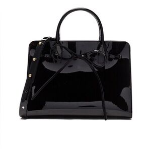 Mansur Gavriel Elegant Black Patent Sun Handbag